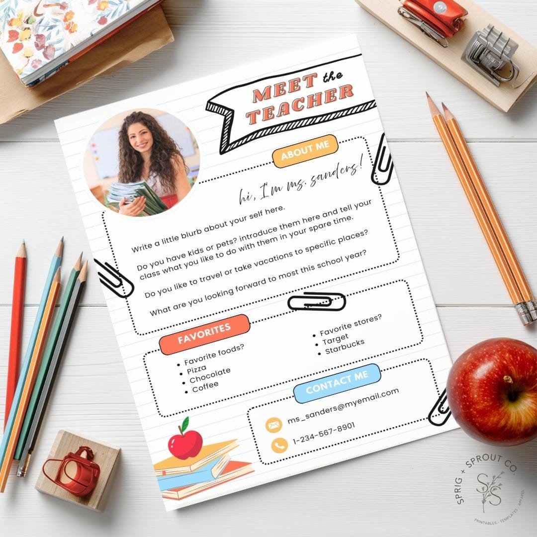 Meet the Teacher Canva Template, First Day of School Printables, Back ...