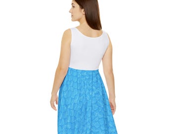 Blue & White Floral Skater Dress  Lightweight Sleeveless Summer Sundress   Fit and Flare Mini Dress for Vacation or Beach Days - Etsy Israel