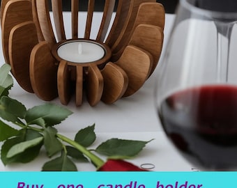 Natural Wood Candle Holder – Handmade Boho Table Decor – Light and Warm Interior Accent