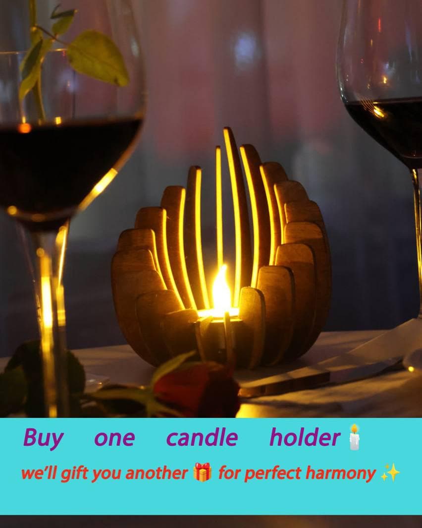 Laser Cut Wooden Tealight Candle Holder – Dark Walnut – Lotus Design – Minimalist Scandinavian Home Decor – Modern Wood Accessory