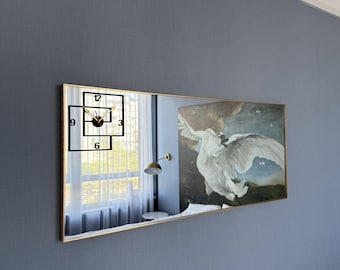 Modern Wall Mirror with Clock – Gifted Gifts Home Decor | Unique Wall Art Mirror Clock Gift for Him Her | Minimalist Timepiece Decor