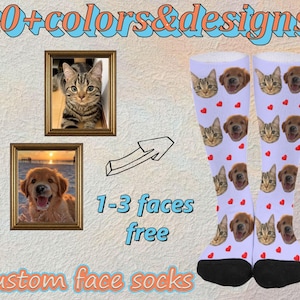 Custom Pet Socks, personalized socks for Dog/cat Lovers, Customize socks with text,Funny Faces on Socks,Picture Socks Gift