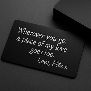 Carte postale gravée en métal noir pour papa | Souvenir personnalisé en aluminium | Cadeau fête des pères | Lettre d'amour de poche