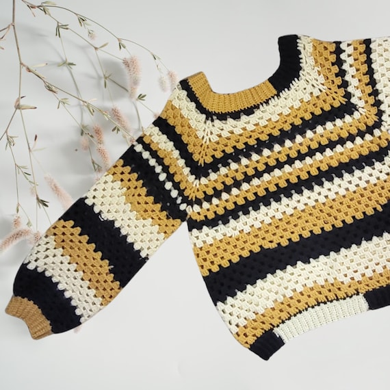 Handmade Crochet Jumper – Women's Bubble Sleeve Sweater – Adult