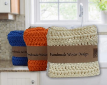 Eco-Friendly Crocheted Wash Cloths – Pure Cotton Reusable Cloths for Face, Bath, or Spa
