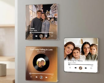 Personalized Music Fridge Magnet,Custom Photo & Music Fridge Magnet,Mothers Day Gift for Mom,Anniversary Gift for Him
