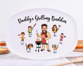 Piatto da griglia per papà, vassoio da portata personalizzato, regalo per gli amanti del barbecue, regalo per barbecue per papà, regalo di compleanno, piatto da griglia personalizzato