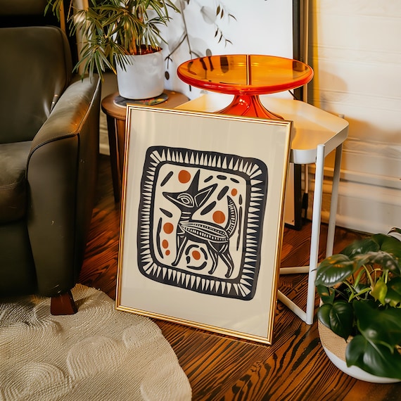 Aztec Fennec Fox Print – Abstract Colorful Retro Wall Art