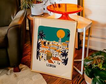 Lissabon - Portugiese City Travel Print - European Wall Art Poster