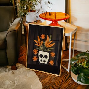 Pianta velenosa - Decorazione artistica da parete astratta e colorata - Estetica funky retrò del teschio