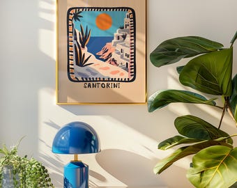 Santorini - Greek City Travel Print - Greece Wall Art Poster