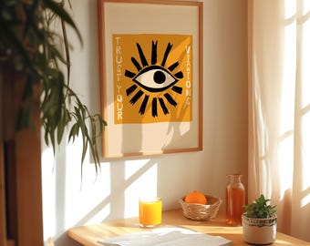 Trust Your Visions - Abstract Colorful Wall Art Decor - Funky Retro Spiritual Aesthetic