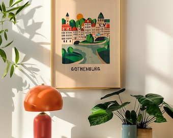 Göteborg - szwedzkie miasto podróżnicze wydruk - skandynawski plakat ścienny