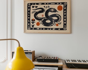 Aztec Snake Print – Abstract Retro Wall Art