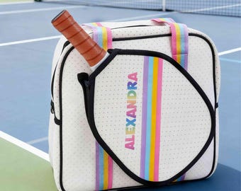 Personalisierte Pickleball Tasche | Benutzerdefinierte Monogramm Name Tasche für Paddel & Ausrüstung | Neopren-Umhängetasche in 7 Farben, Geburtstagsgeschenk für Spieler