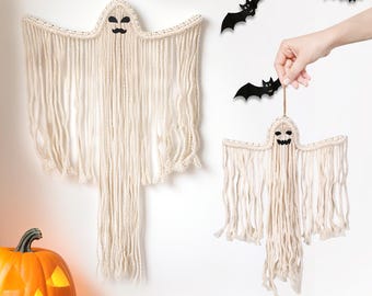 Macrame Ghost Wall Hanging – Spooky Halloween Gothic Home Decor