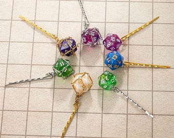 Verwijderbare D20 dobbelstenen haarspeld, D20-haarspeldjes, haarspeld, haarsieraden, geek-haaraccessoires, cadeaus voor haar