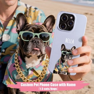 Pet Phone Case with Name Personalized Dog Cat Picture Phone Case for iPhone 16/15/14/13/12/11 Pro Max Mini Cute Gifts for Pet Lover Dog Mom