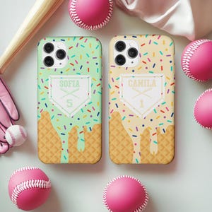 Benutzerdefinierte Name & Nummer Eis tropfen Baseball / Softball Handyhülle TPU Handyhülle für iPhone Geschenk für Baseball / Softball Spieler / Sportliebhaber
