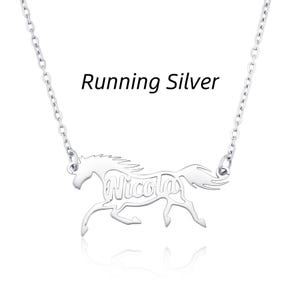 Personalized Name Horse Necklace Sterling Silver 925 Horse Shaped Memorial Necklace with Name Birthday Gift for Horse Lovers/Equestrians image 13
