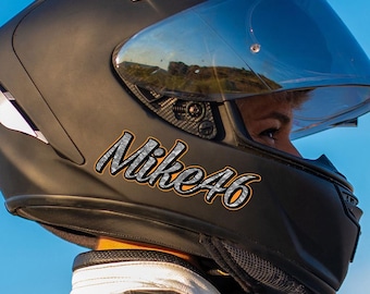 Personalized Name Helmet Decals | Set of 2 Custom Motorcycle Name Stickers | Gift for Motorcycle Lovers, Riders, Bikers