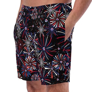 Patriotic Summer, Men&#39;s Swim Trunks, Swim Short, Beach Volleyball, Volleyball Player, USA, July 4th, Independence Day