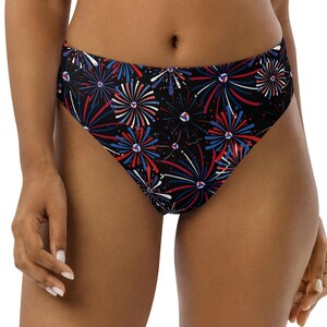 Patriotic Summer, High-Waisted Bikini Bottom, Beach Volleyball, Sun Protection, Volleyball Player, USA, July 4th, Independence Day