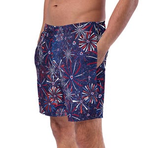 Patriotic Summer, Men&#39;s Swim Trunks, Swim Short, Beach Volleyball, Volleyball Player, USA, July 4th, Independence Day