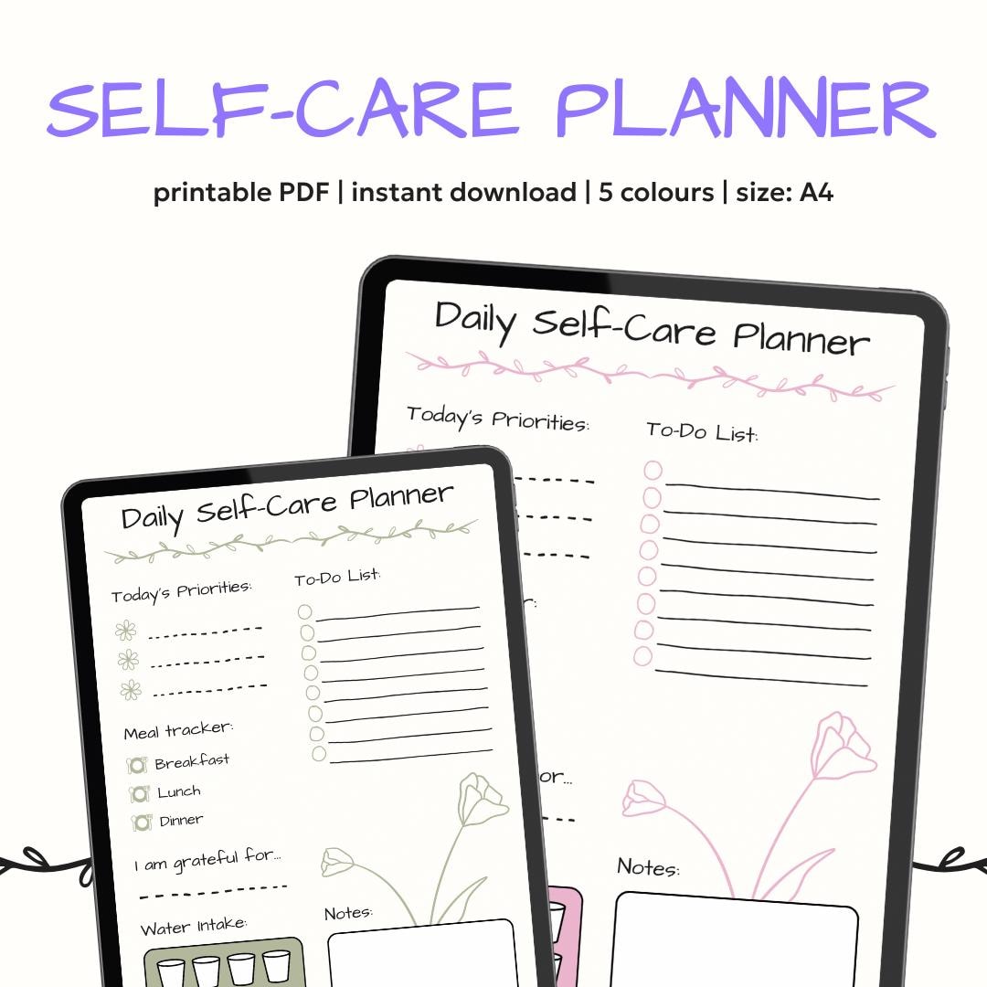 Daily Self-care Planner | Printable Wellness Journal | Mental Health ...