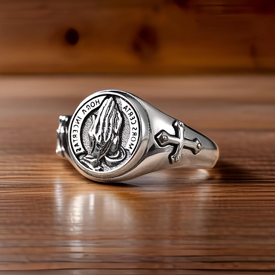 Signet Ring / Prayer Ring - Unisize Religious Ring - Adjustable Signet ...