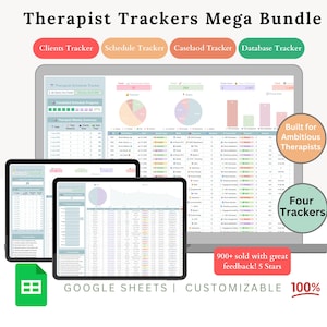 Therapist Client Tracker - therapist scheduler - therapist caseload tracker - Therapist Clients Database - therapist planner - therapist
