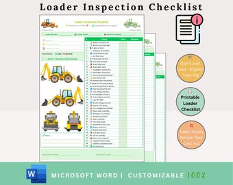 Loader Inspection Checklist - JCB - Construction Equipment - Equipment Checklist - Loader Machine - Wheel Loader - JCB Excavator - SkidSteer