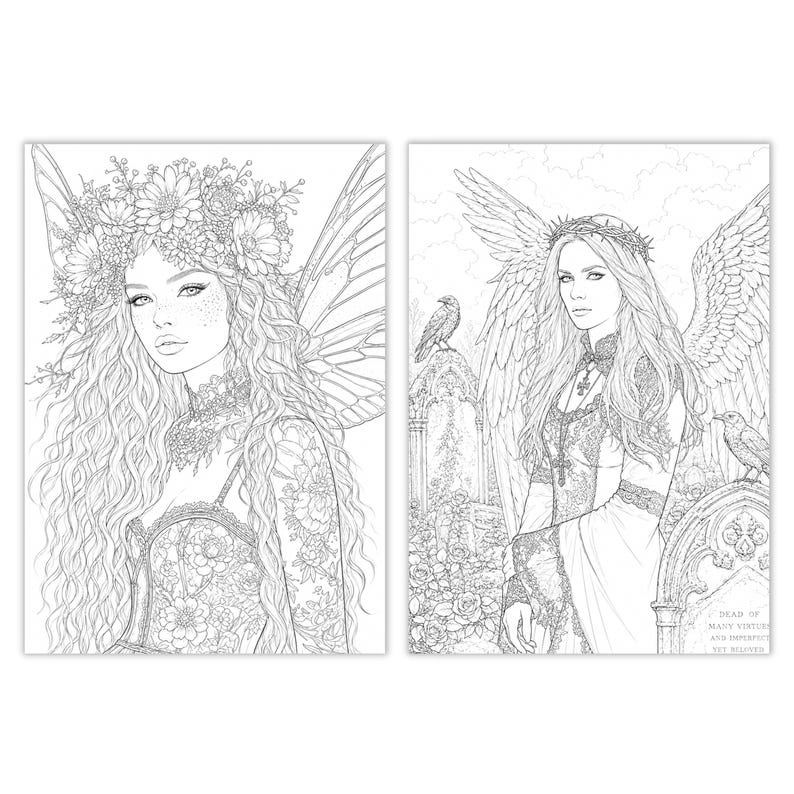 120+ Gothic Fairy Coloring Pages - Adult And Kids Coloring Book, Fantasy Coloring Sheets, digital coloring png, coloring page, coloring book adult coloring, coloring, coloring book, printable coloring, fairy coloring, fantasy coloring, gothic coloring, dark coloring, coloring sheets, colorization, digital coloring png, coloring page,