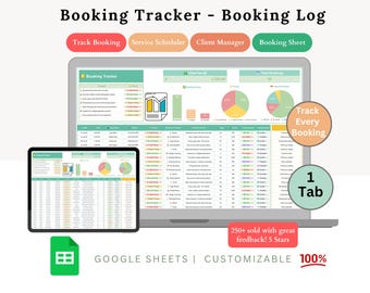 Booking Tracker- booking log- booking spreadsheet- bookings planner - appointment tracker - booking calendar - booking template