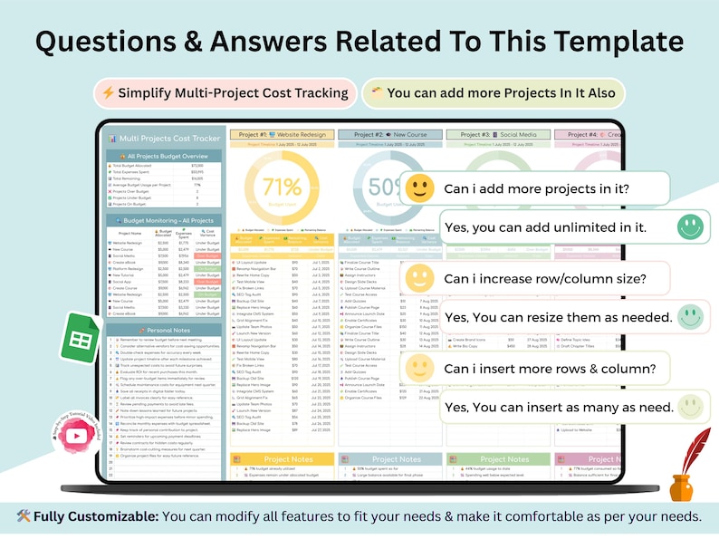 Project Cost Tracker - Multi Project Cost Tracker - Project Budget ...
