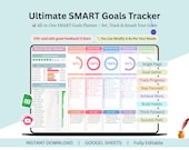 Smart Goal Tracker - goals planner - goals tracker - goals tracker google sheets - goals spreadsheet - smart goals template - Goal Setting