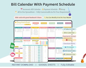 Rechnungskalender Google Sheets Rechnungskalender Printable Monthly Bill Tracker Bill Tracker Tabelle Monatlich Smart Bill Planner