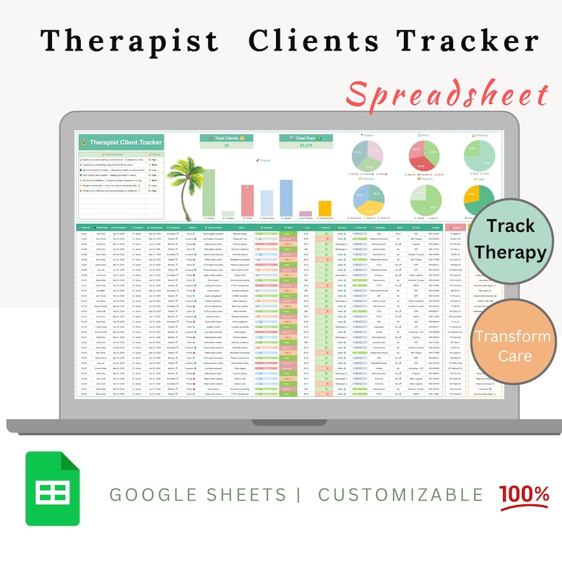 Therapist Client Tracker Excel - Etsy