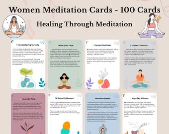 Women Meditation Cards - meditation - meditation cards healing - meditation cards digital - women affirmation cards - Printable meditation