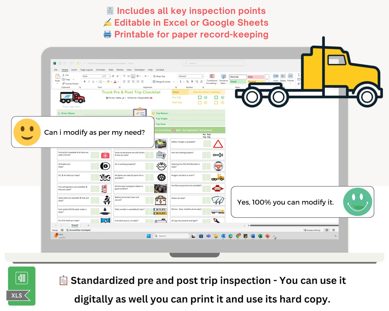 Truck Inspection Checklist - Pre Trip Truck Inspection - Semi Truck ...