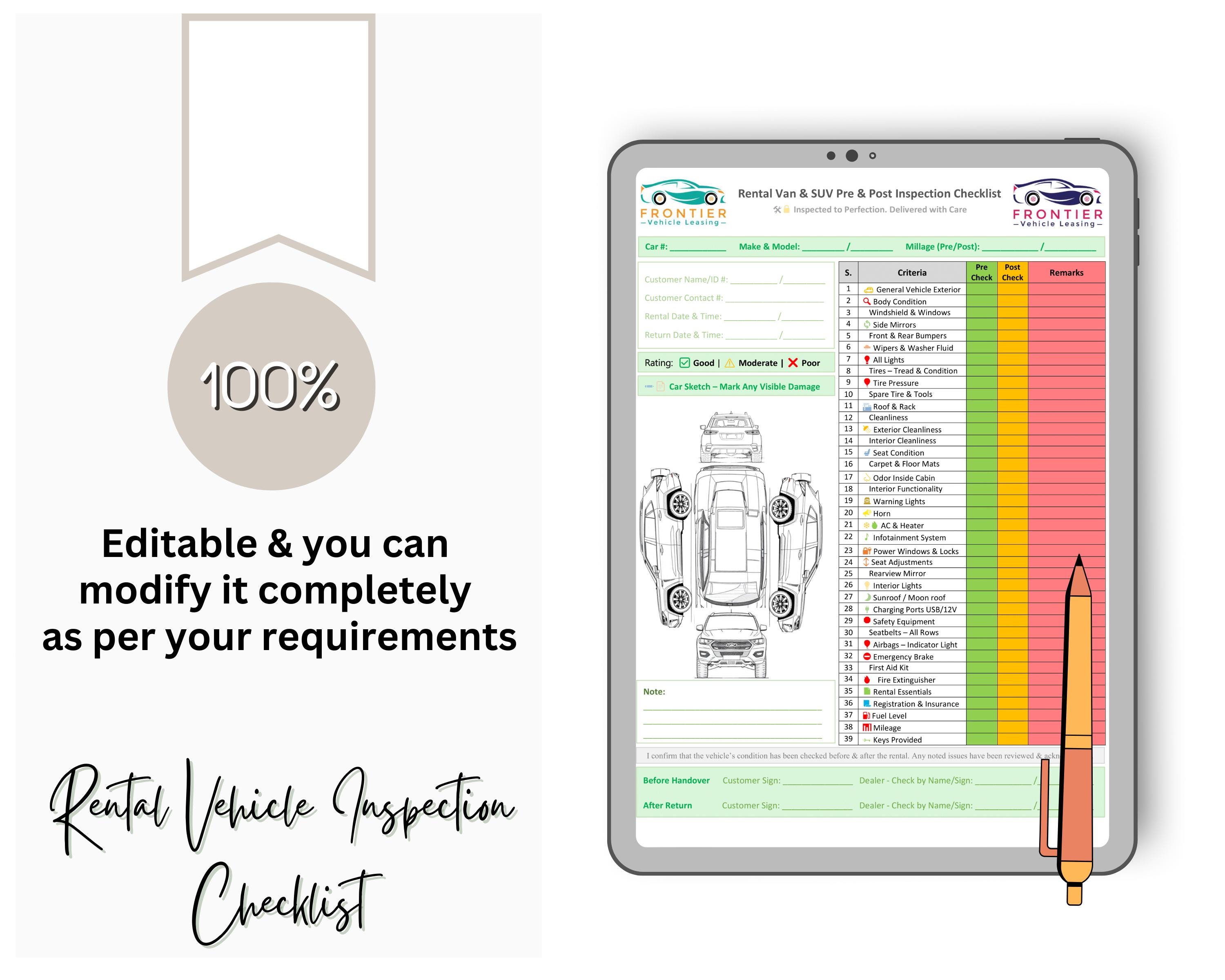 Post Repair Inspection Auto Body Checklist.pdf Rental SUV & VAN Pre and Post Inspection Checklist - Detailing ...