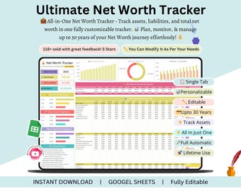 Net Worth Calculator - Net Worth Tracker - personal finance planner - net worth tracking - net worth dashboard - personal finance tracker