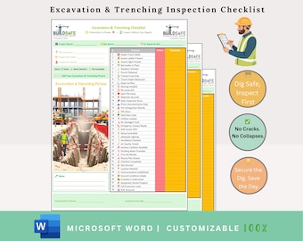 Excavation and Trenching Inspection Checklist - Site Inspection - Safety Inspections - HSE Inspection Checklist - HSE Checklist - HSE Forms