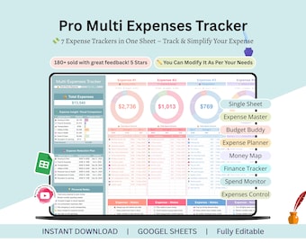 Expense Tracker Google Sheets - business expense tracker - income expense tracker - expense tracker spreadsheet - expense log - budget