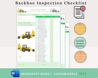 Backhoe Inspection Checklist - Loader Machine - Equipment Inspection - Mini Loader - Heavy Equipment - Construction Equipment- JCB Checklist