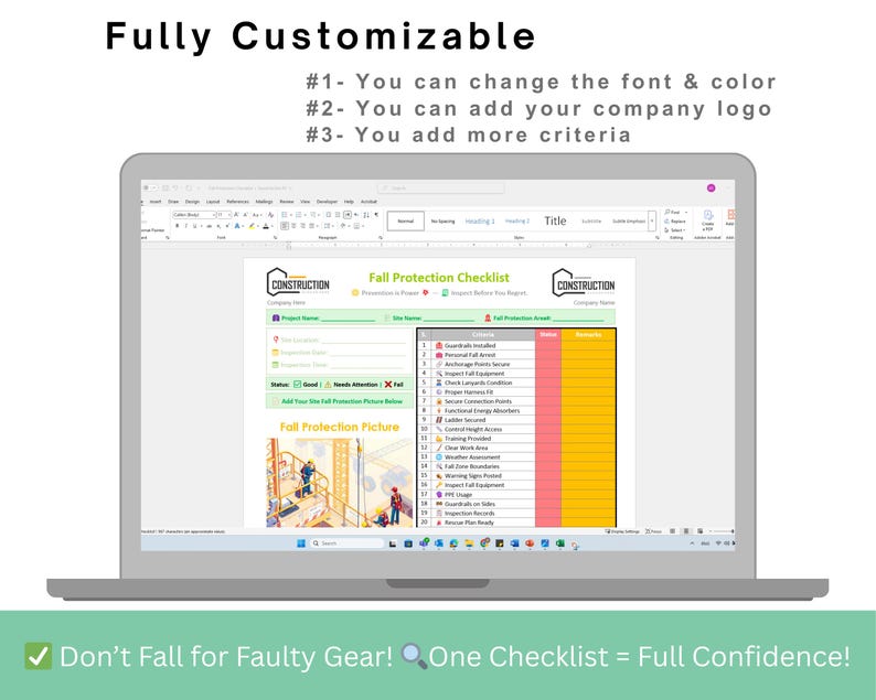 Fall Inspection Notices Fall Protection Inspection Checklist - Safety Checklist - Fall ...