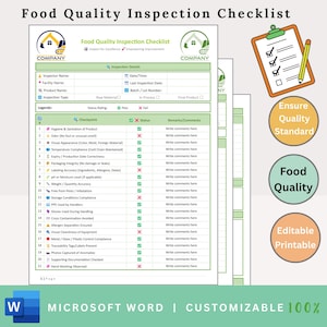 food quality checklist - food quality control - food quality inspection - iso 22000 2018 - food quality and safety -food quality management