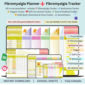 Fibromyalgia Planner - symptom tracker - Fibromyalgia tracker - Fibromyalgia - chronic illness - chronic pain - chronic pain tracker - fibro