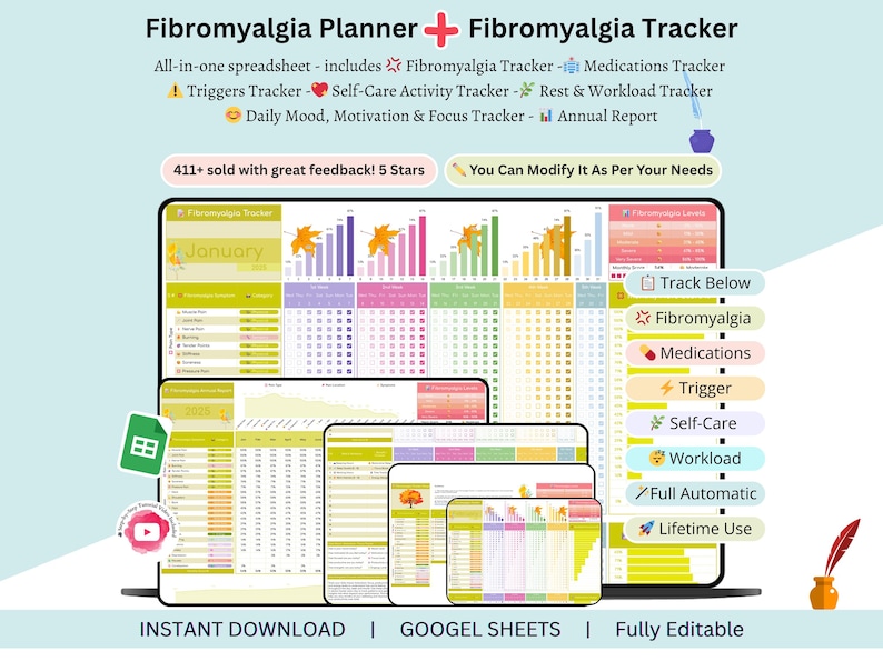 Fibromyalgia Planner - symptom tracker - Fibromyalgia tracker - Fibromyalgia - chronic illness - chronic pain - chronic pain tracker - fibro - chronic illness log - medicine tracker - Trigger tracker - headache tracker - medicine organizer - medication tracker - daily mood tracker - mood tracker - pain tracker - fibromyalgia pain - fibromyalgia warrior - fibromyalgia awareness - fibromyalgia gift - fibromyalgia diary - chronic illness log - Trigger tracker - medicine tracker - symptoms tracker
