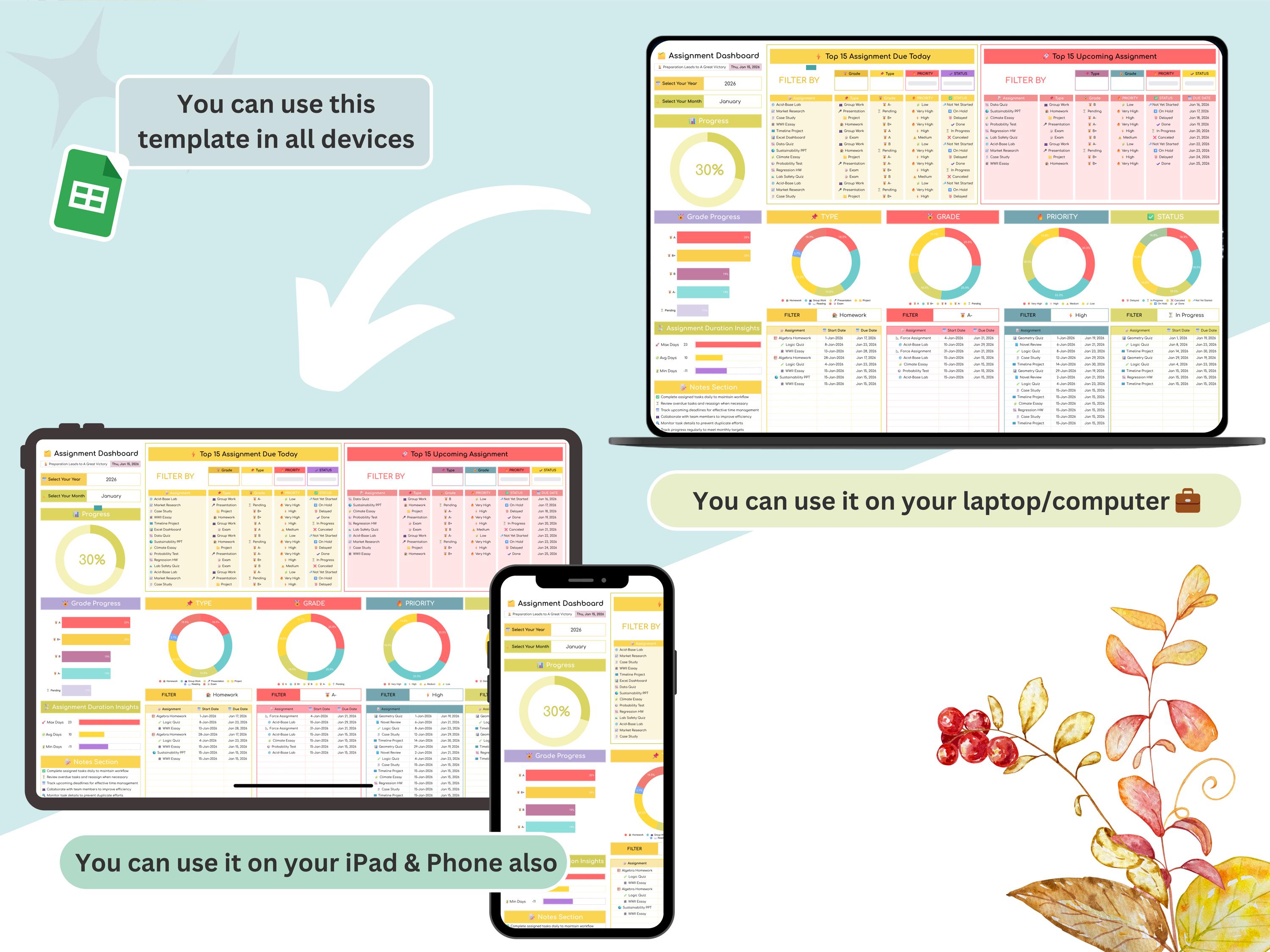 Scs Planner Assignment Tracker - Student Planner - Assignment Planner - Homework ...